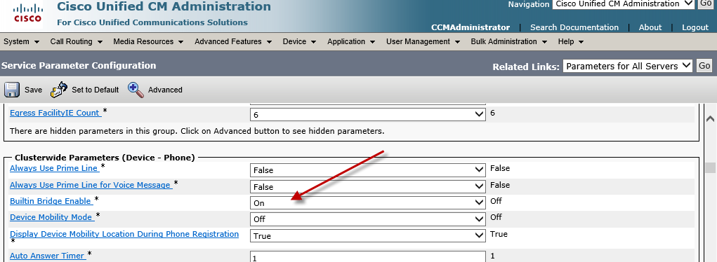 Cisco Built In Bridge recording option