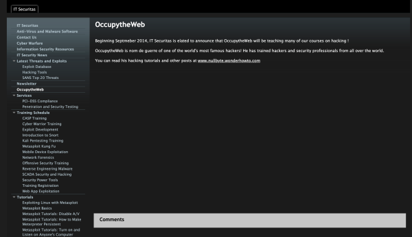 Archived training website screenshot