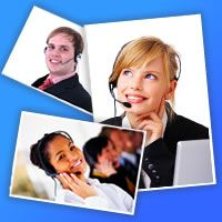 Contact center team photo collage